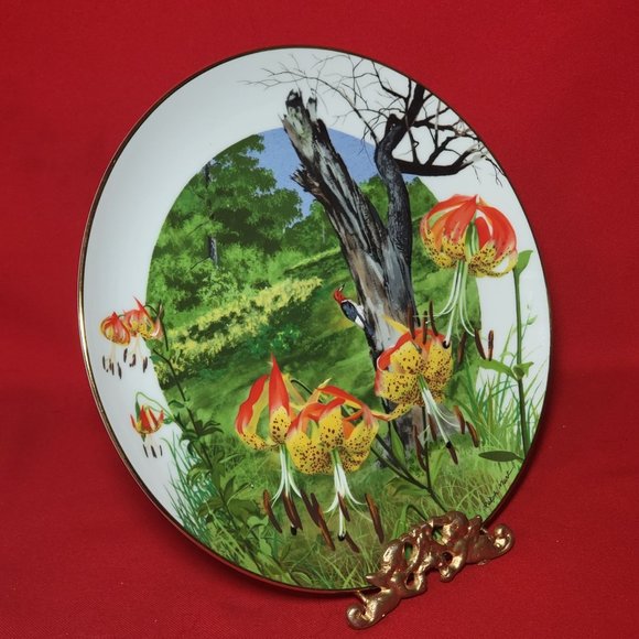 VTG Decorative Plate Royal Windsor Regal Lily Wildflowers of the South Gold Trim - Picture 8 of 12